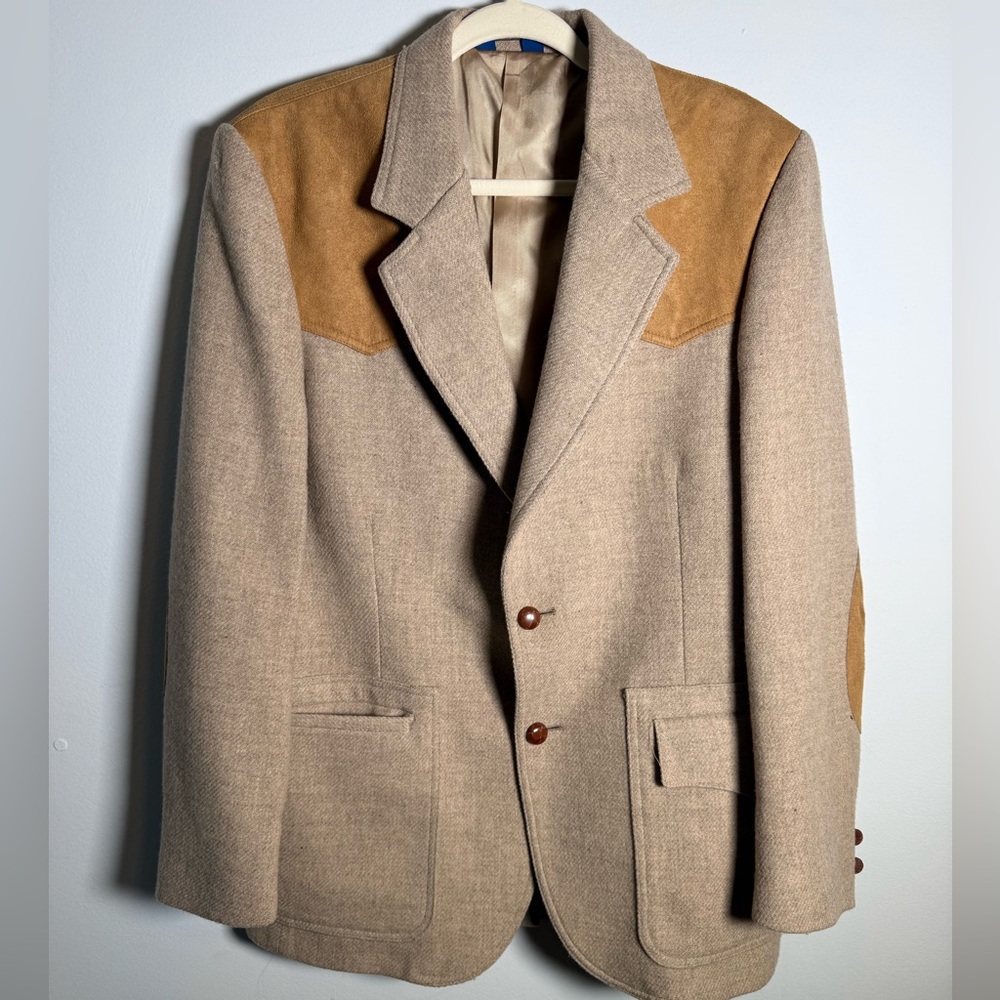 Vintage Pendleton High Grade Western Wear Wool Blazer 42 Suede Yoke Ranch Cowboy